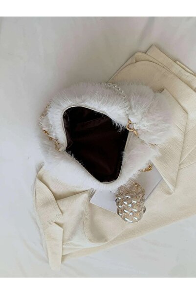 Katusa White Pearl Plush Women's Shoulder Bag - Std Classic