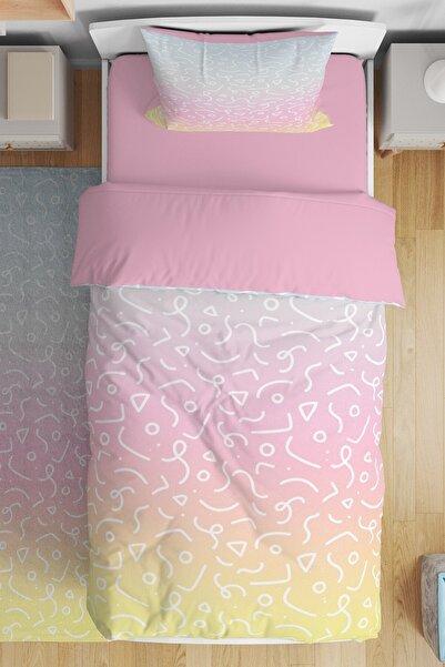 EVPANYA Renk Geçiş Konfetiler Desenli Tek Kişilik Bebek Çocuk Nevresim Takımı