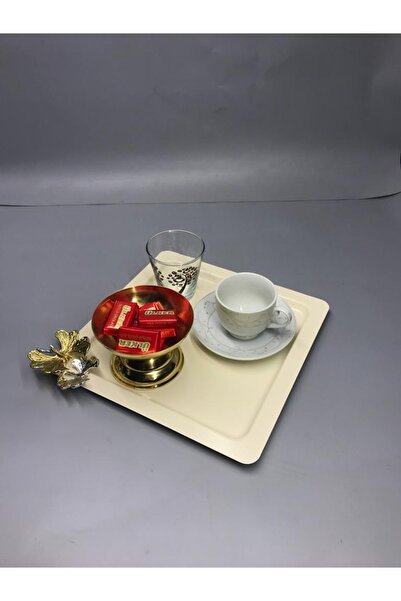 Mira züccaciye صينية تقديم قهوة كريمية مربعة من الفولاذ المقاوم للصدأ والشاي ...