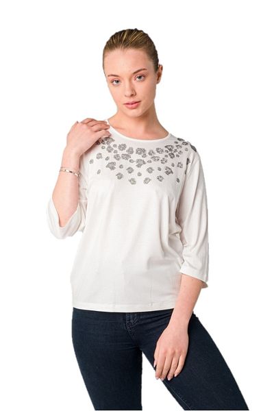 Solo Women's Crystal Stone Detailed Viscous Knitted Blouse