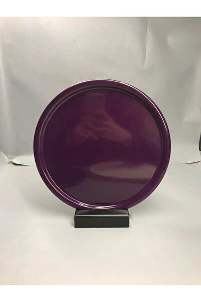 Mira züccaciye 30 Cm Mat Mor Metal Yuvarlak Çay, Kahve, Pasta Servis Tepsisi ...