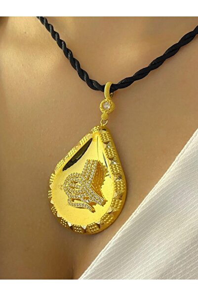 MaGold 8 Ayar Altın Osmanlı Tuğralı Büyük Aynalı Armut Kolye Ucu 7,55 Gr