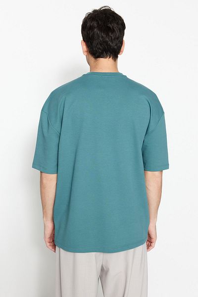 Trendyol Collection Футболка з широким вирізом з коротким рукавом з принтом з бавовняної щільної тканини TMNSS23TS00083