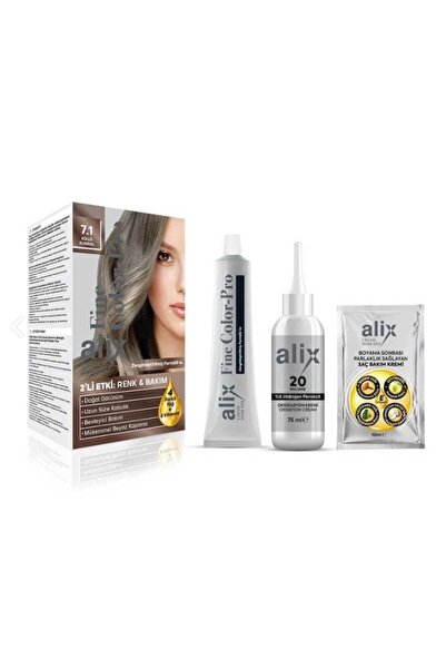 Alix Kit Saç Boyası 7.1 Küllü Kumral Saç Boyası 50 Ml 8690605070274