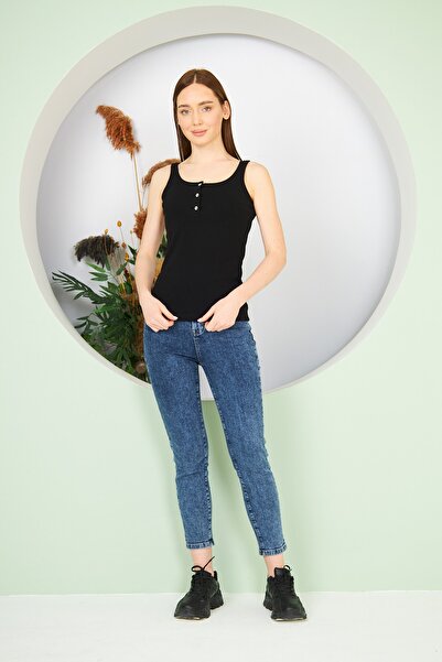 Dİ GİYİM Kadın Örme Düğme Detaylı Atlet