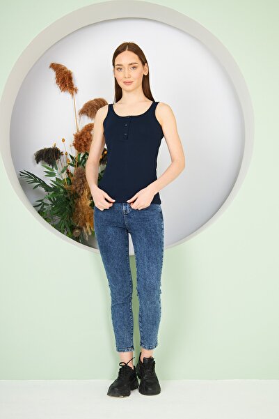 Dİ GİYİM Kadın Örme Düğme Detaylı Atlet