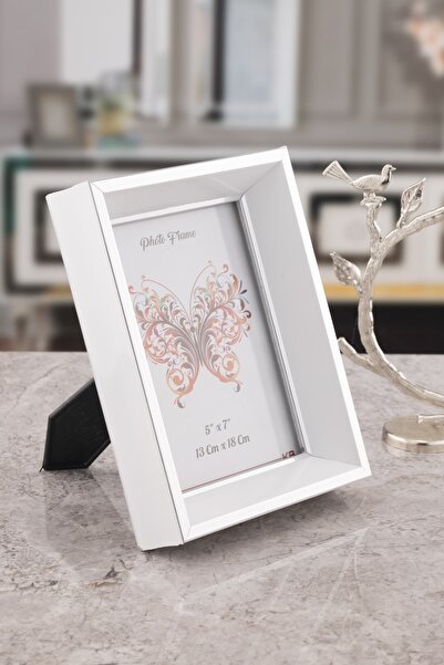 Seniste Milano Glass Decorative Picture Frame White-silver Adjustable Stand-Wall Hangable 13x18 Cm