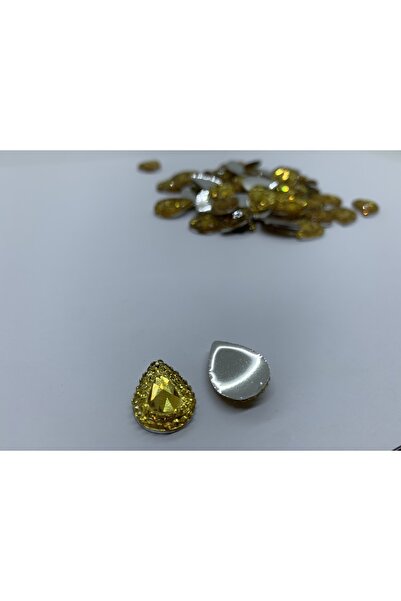 Cem Davetiye Decoration Stone Drop Shaped Yellow 13x18mm 1000 Pieces Polyester Stones