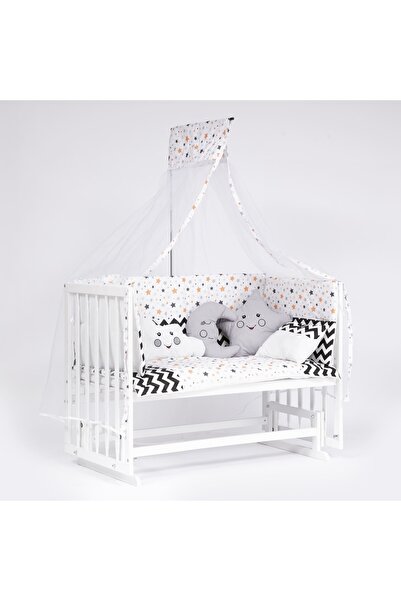 bebeget Süper Natural Ahşap Beşik 4 Kademeli Beyaz Anne Yanı Sallanır 60x120-...