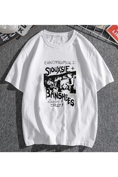 Touz Tricou supradimensionat unisex Siouxsie Banshees Votinity White