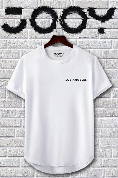 Jooy Company Ασπρόμαυρο Los Angeles Printed Slim Fit Tshirt Set των δύο