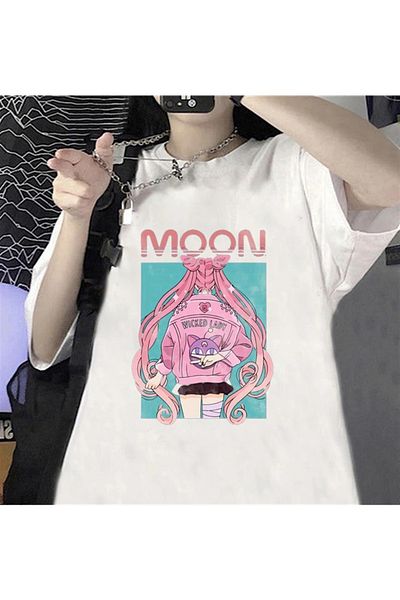 Touz My Vision Moon Wicked Lady White Unisex Oversize T-shirt