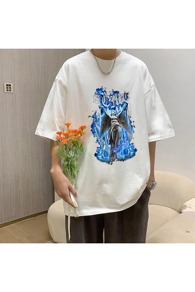 Touz Art Winged White Unisex Oversize T-shirt