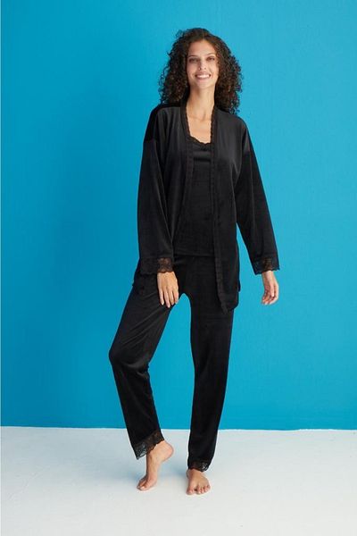 mellie Set de pijamale din catifea pentru damă. Set de 3