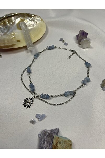 Lullaby Akuamarin Fairycore Y2k Goth Hediyelik Tasarım Doğal Taş Kolye