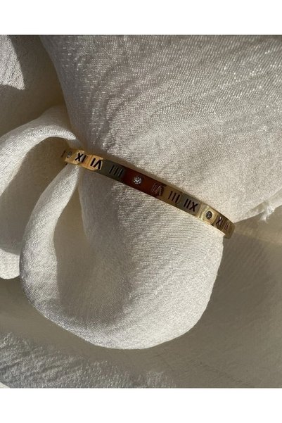 İNN JEWELLERY Steel Roman Numeral Handcuff Bracelet