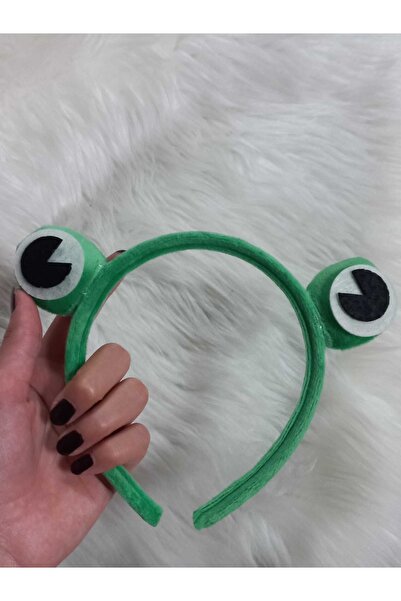 Elvinege Aksesuar Yeşil Kurbağa Gözü Peluş Taç - Kpop Kore Taekook Kurbağa Taç - Saç Tacı