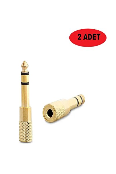 nelerbulurum 2 Adet Sarı Metal Gold 3.5mm To 6.3mm Ses Kulaklık Hoparlör Kula...