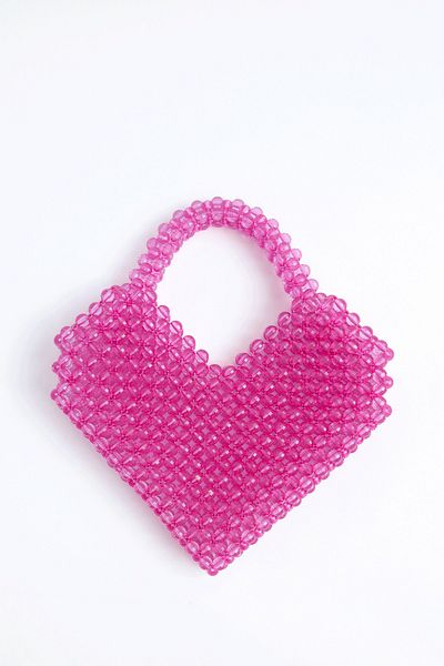 Sun Pieces Sassy Heart Bead Bag, Pink Heart Handbag