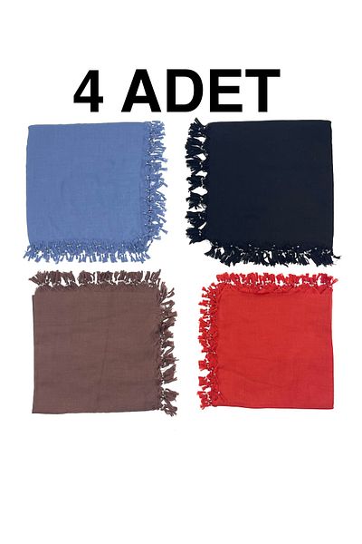 Naz Ipek Pachet de 4 bumbac, culoare uni, lucrat manual cu margele, distribuire cadou 110x110cm