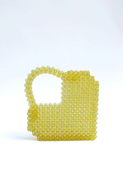Sun Pieces Sassy Heart Bead Bag, Yellow Heart Handbag