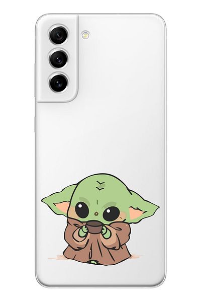 FocusCover حافظة هاتف من السيليكون الشفاف بتصميم Baby Yoda متوافقة مع هاتف Samsung Galaxy S21 Fe
