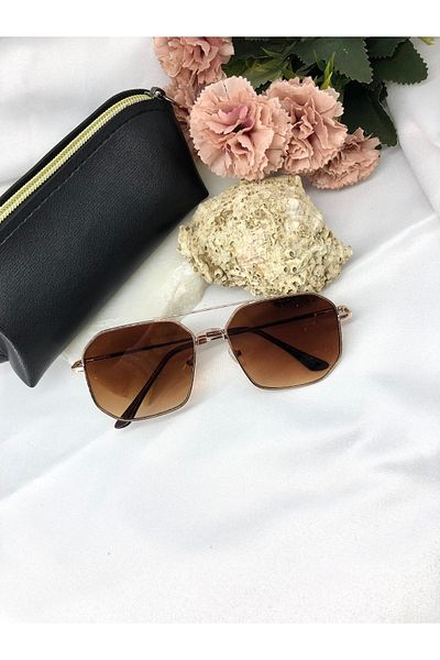 Di Caprio Lere Geometric Brown Men's Sunglasses