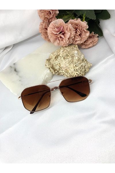 Di Caprio Lere Geometric Brown Men's Sunglasses