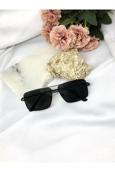 Di Caprio Manura Square Rectangle Black Men's Sunglasses