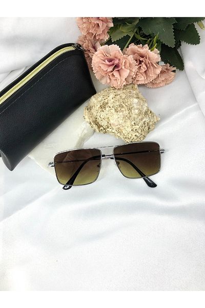 Di Caprio Manura Square Rectangle Khaki Green Men's Sunglasses