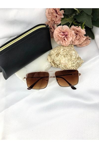 Di Caprio Manura Square Rectangle Brown Men's Sunglasses
