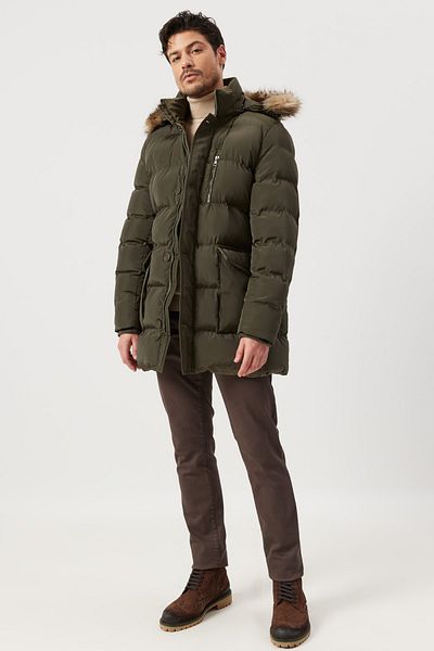 ALTINYILDIZ CLASSICS Pánský kabát pro běžné nošení Khaki Standard Fit Regular Cut Cold Proof