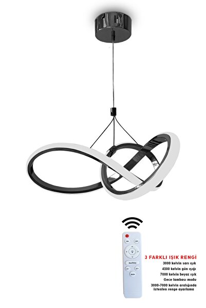 RSCOLLECTIONS 3 Renk Kumandalı Siyah Led Avize Kardelen Ledli Avize