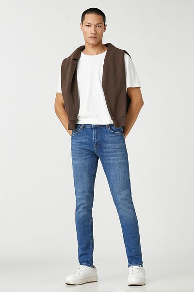 Koton Mittelgroße Indigo-Jeans für Herren 3SAM40133ND