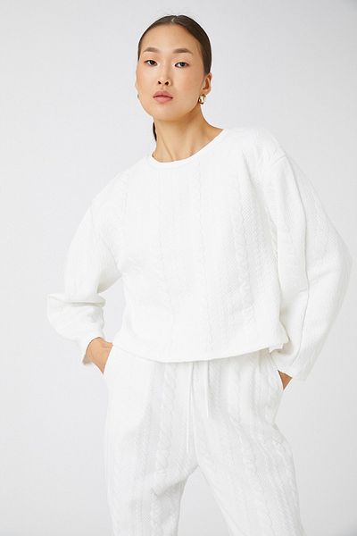 Koton Off-White-Sweatshirt für Damen 3WAK10234EK