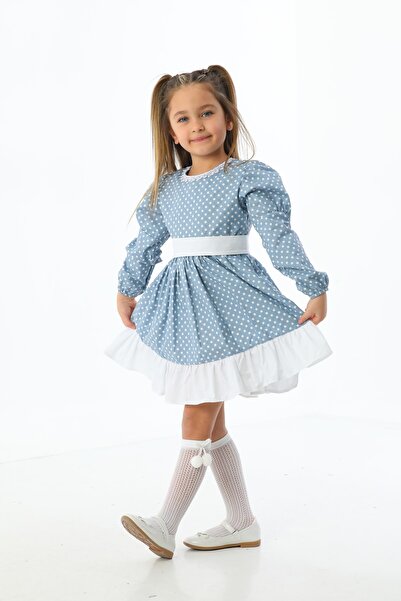 Moda Lippa Синя сукня для дівчинки з воланами в горошок