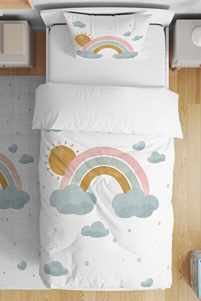 EVPANYA مجموعة مفروشات أطفال مفردة بنمط قوس قزح مشمس