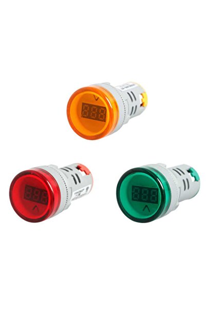 LEDONLİNE 3 Adet Pano Tipi Voltmetre Sinyal Lambası Ac 220v 60v-500v Ölçüm Ar...