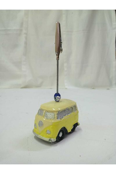 TÜRKÜ HEDİYELİK Yellow Minibus Note Holder| Photo Holder| Metal Clamp Note Holder Note Holder| Gift