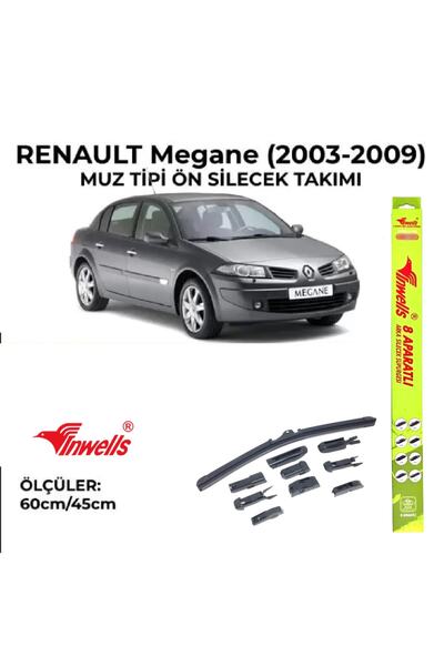 Inwells Renault Megane 2 (2003-2009) Ön Silecek Takımı 600x450mm (aparatlı) -