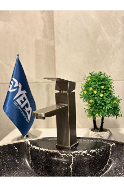 EVYEPA صنبور حوض فليكو مربع إينوكس (مدخل بارد ساخن، مادة نحاسية) ضمان 5 سنوات