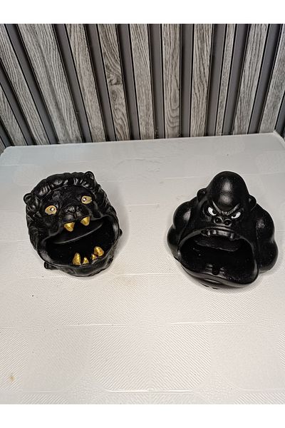 HUNATASARIM Decorative 2-Piece Ashtray Lion and Gorilla
