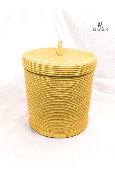 MaVaux Голяма многофункционална кошница с капак 40 см-36 см - юта, ракита, плетена