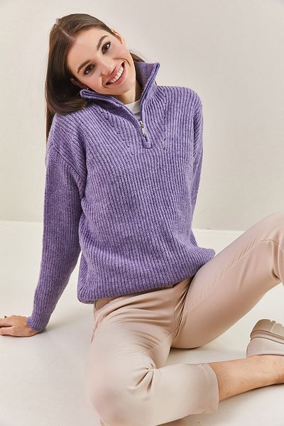 Bianco Lucci Dámský oversize úpletový svetr na zip