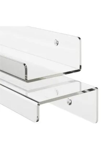 Asfal 4 mm Şeffaf Pleksi Raf 90 cm X 10cm Çok Amaçlı Duvar Rafı