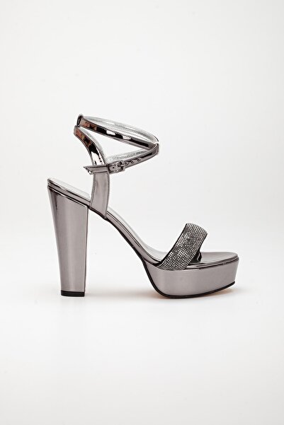 LİLLA Women's High Platform Stone Back Open Heeled Shoes