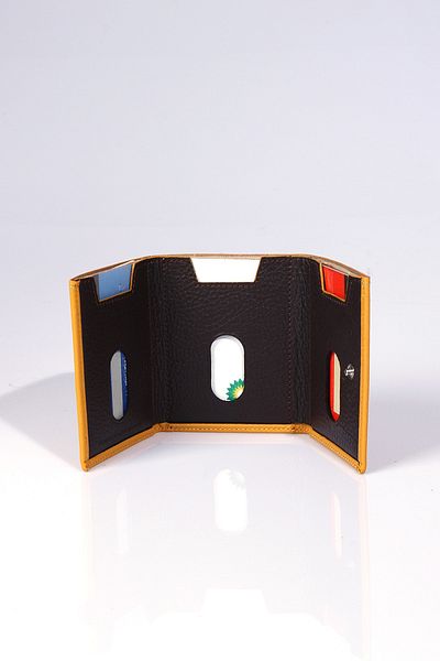 Grande 724 100% Genuine Leather Men's Wallet Yellow with Card Holder Paper Money Compartment