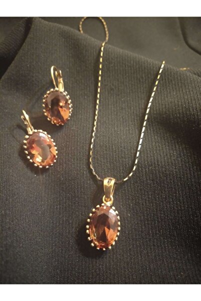 kapris concept Zultanit Necklace Earring Set.copper+copper Chain Antiallergic Does Not Darken