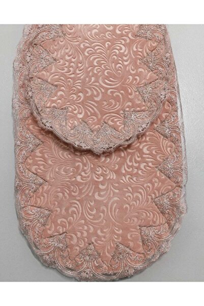 MY LAND COLLECTİON Lüx Elena Fransız Güpürlü 2'li Banyo Paspas Takımı