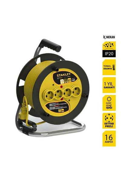 Stanley St-e-2515 Roller Cable 25 Mt, 3x1.5mm, 4 Sockets, Ip20